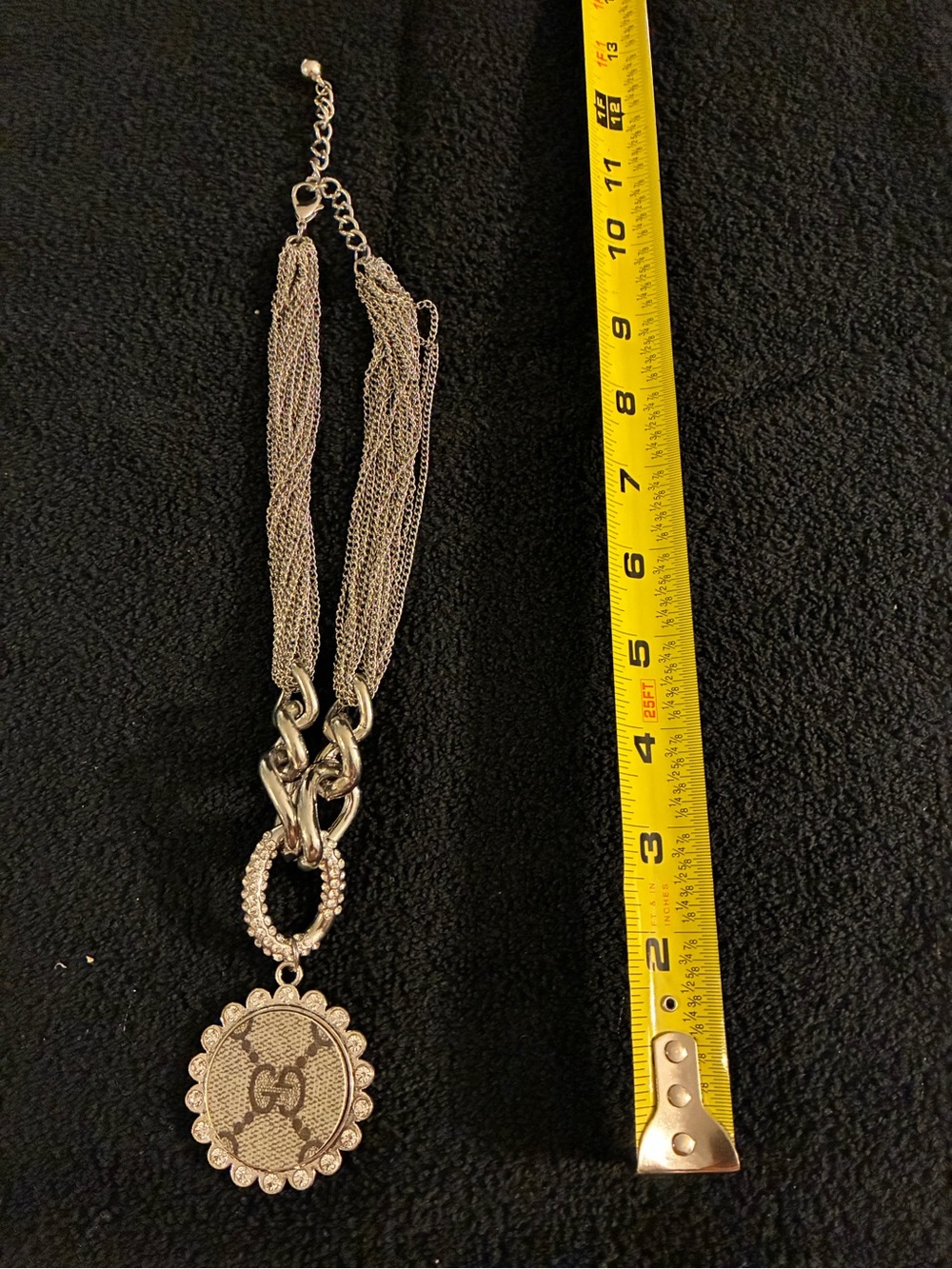 Silver-Tone Pendant Necklace with Chain Tassel